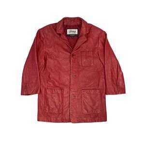 Vintage Wilsons Leather Pelle Studio Blazer Womens M Medium Red Jacket Retro Y2K
